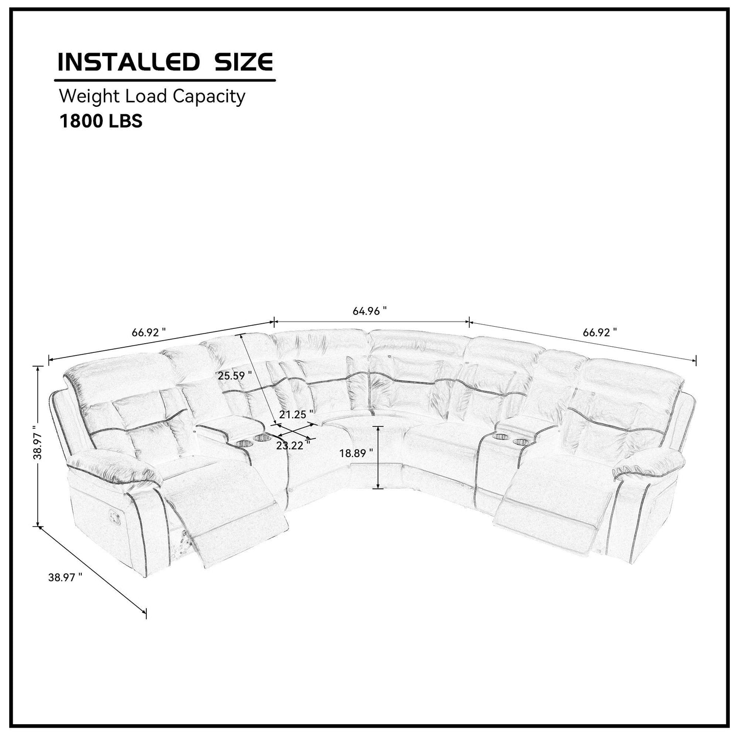 Sectional Sofa with Manual Reclining Brown