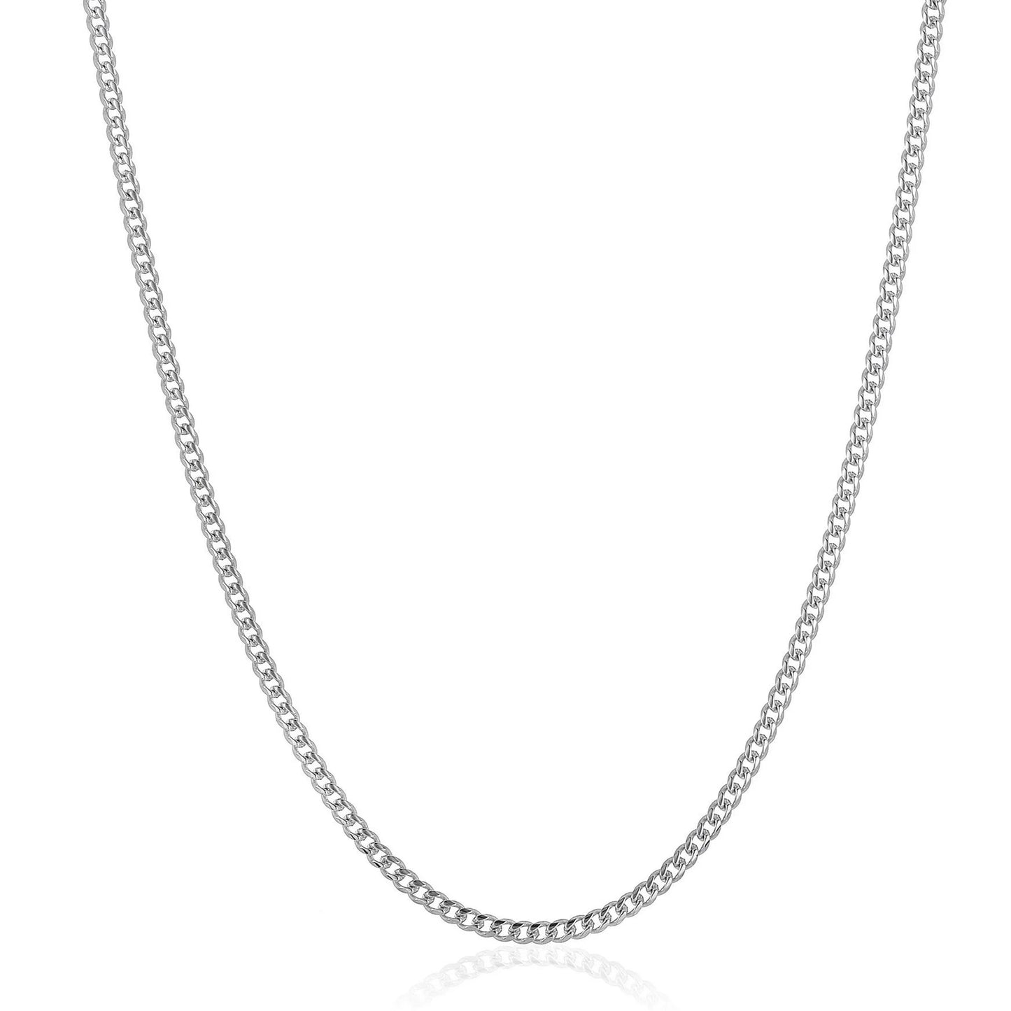 Men'S Rounded Curb Chain Stainless Steel Necklace (3.5Mm) - 22"