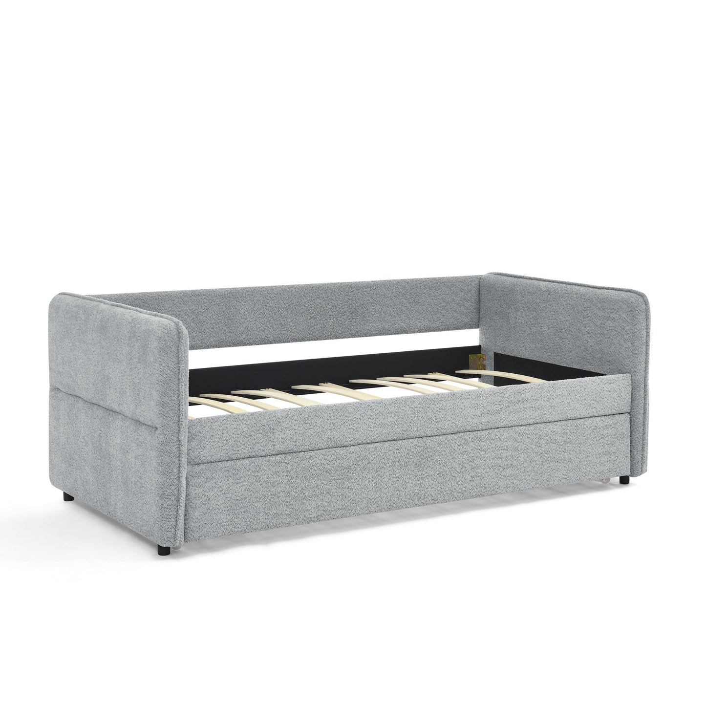 Daybed with Trundle Upholstered Tufted Sofa Bed, Twin Size, Boucle