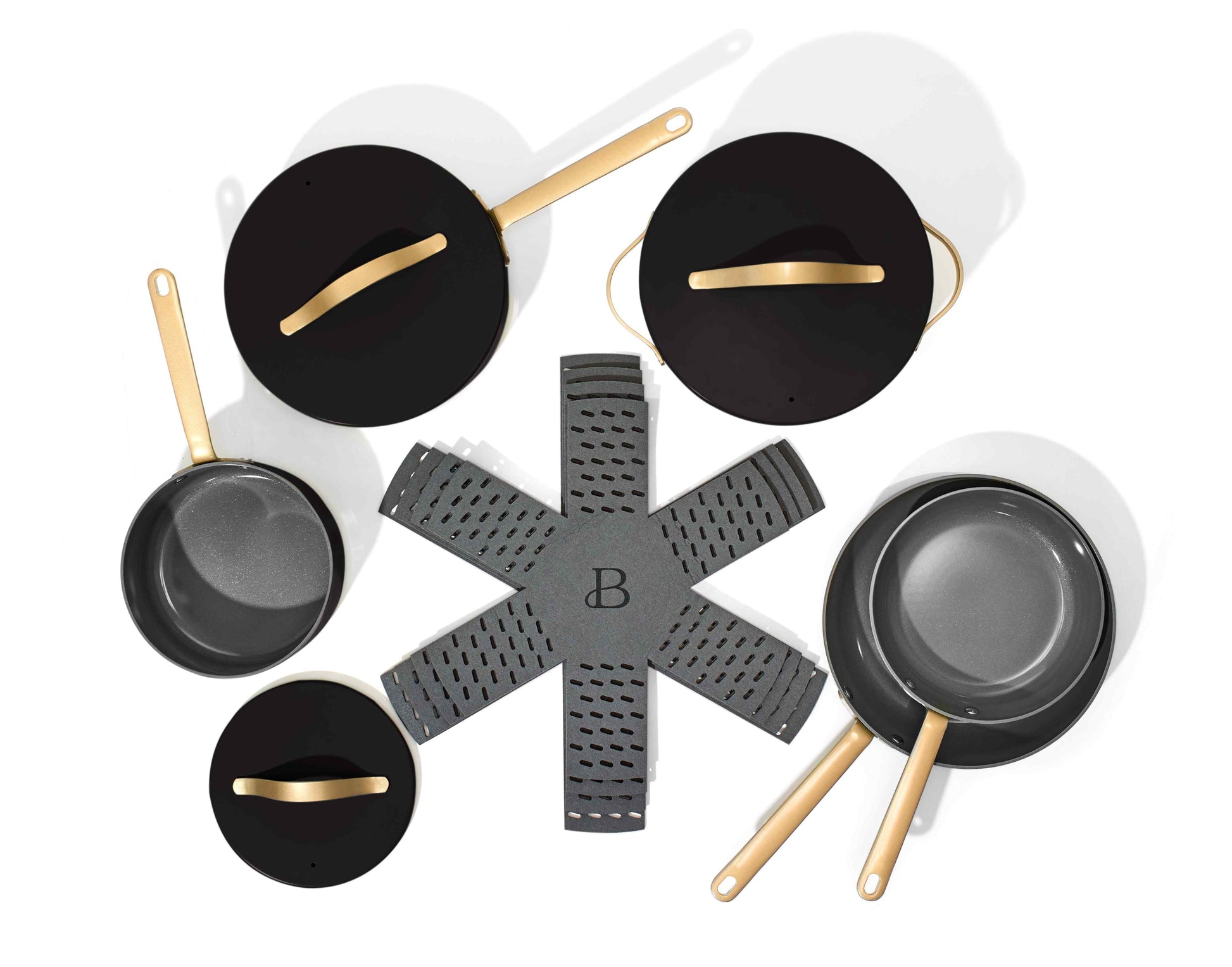 12Pc Ceramic Non-Stick Cookware Set, Black Sesame by Drew Barrymore