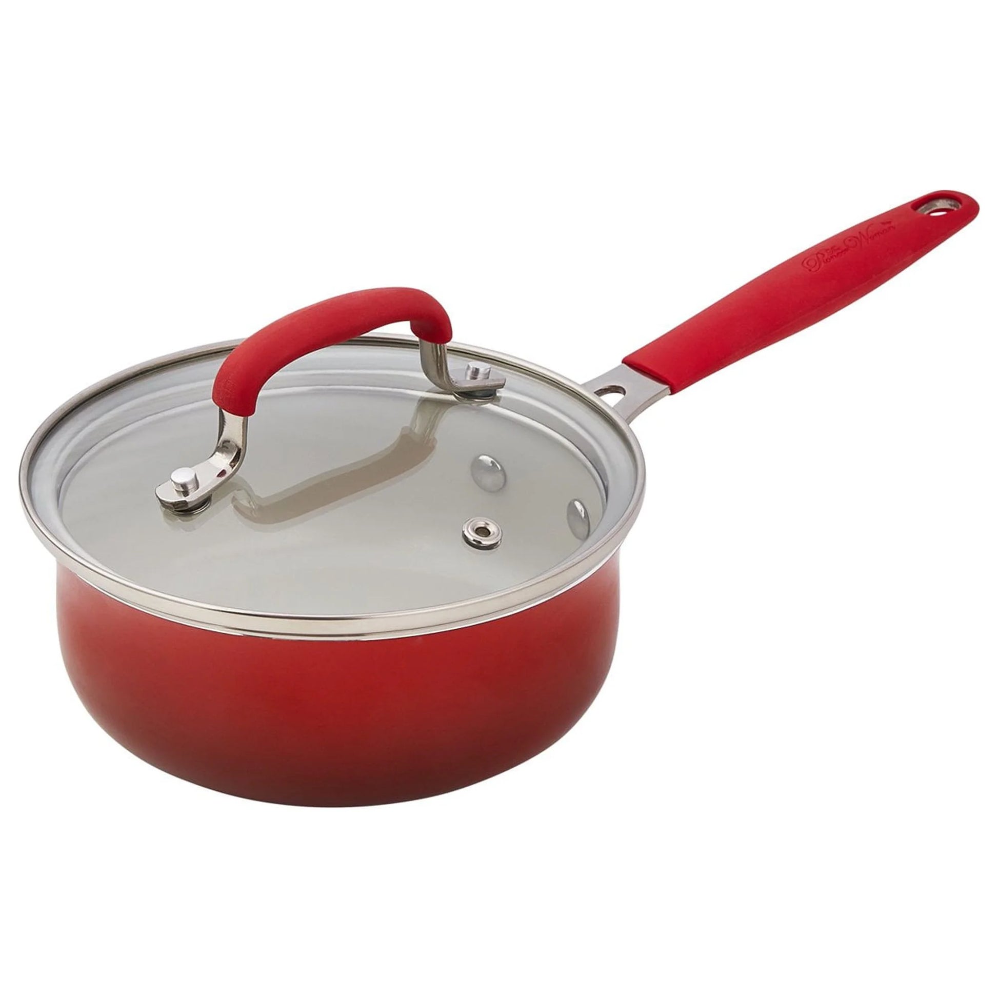 25-Piece Ceramic Nonstick Aluminum Cookware Set, Ombre Red