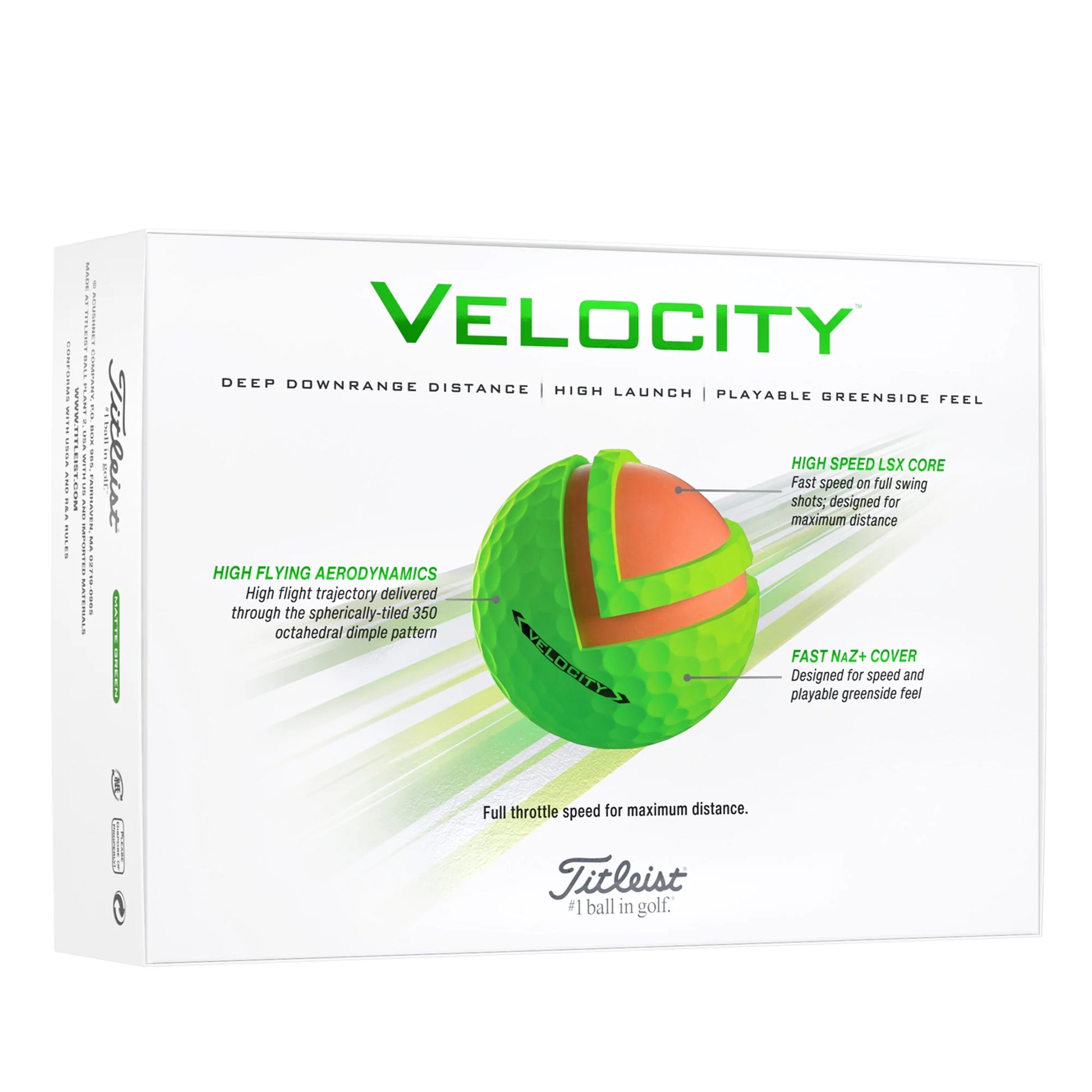 Velocity High Impact Longer Distance Golf Balls, Matte Green, 12 Pack