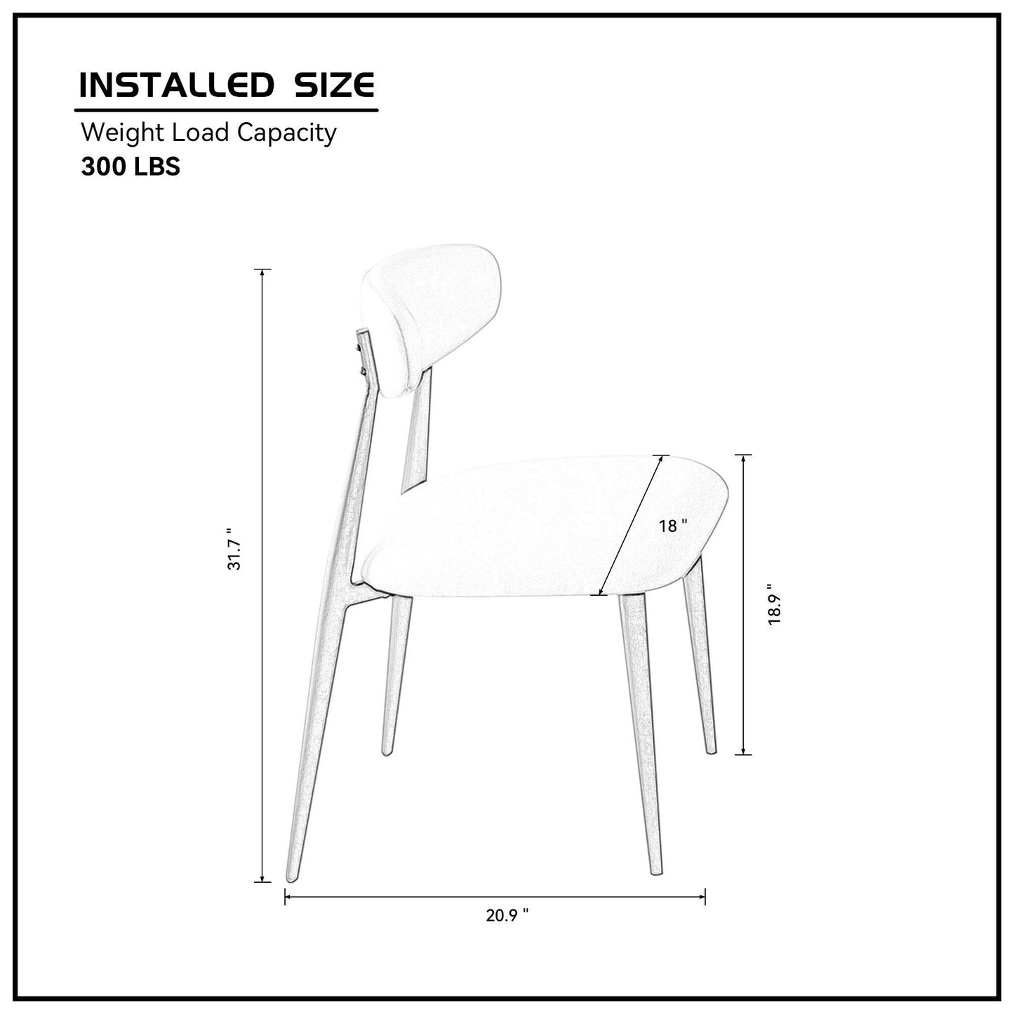 Modern Dining Chairs Set of 2, Curved Backrest Round Upholstered and