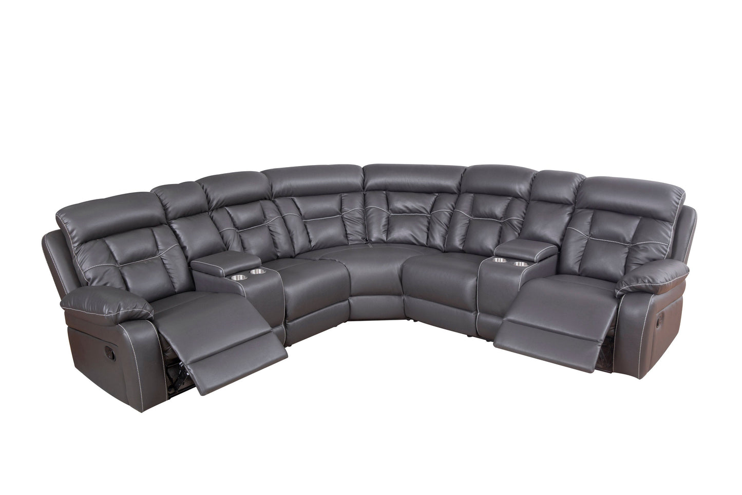 Faux Leather Reclining Sofa Grey