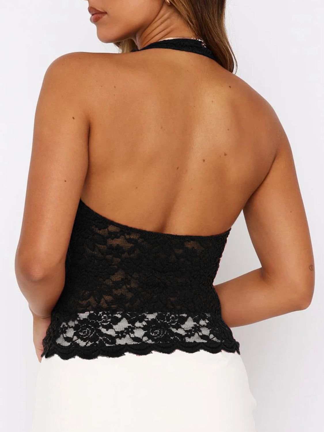 Lace Backless Halter Neck Cami