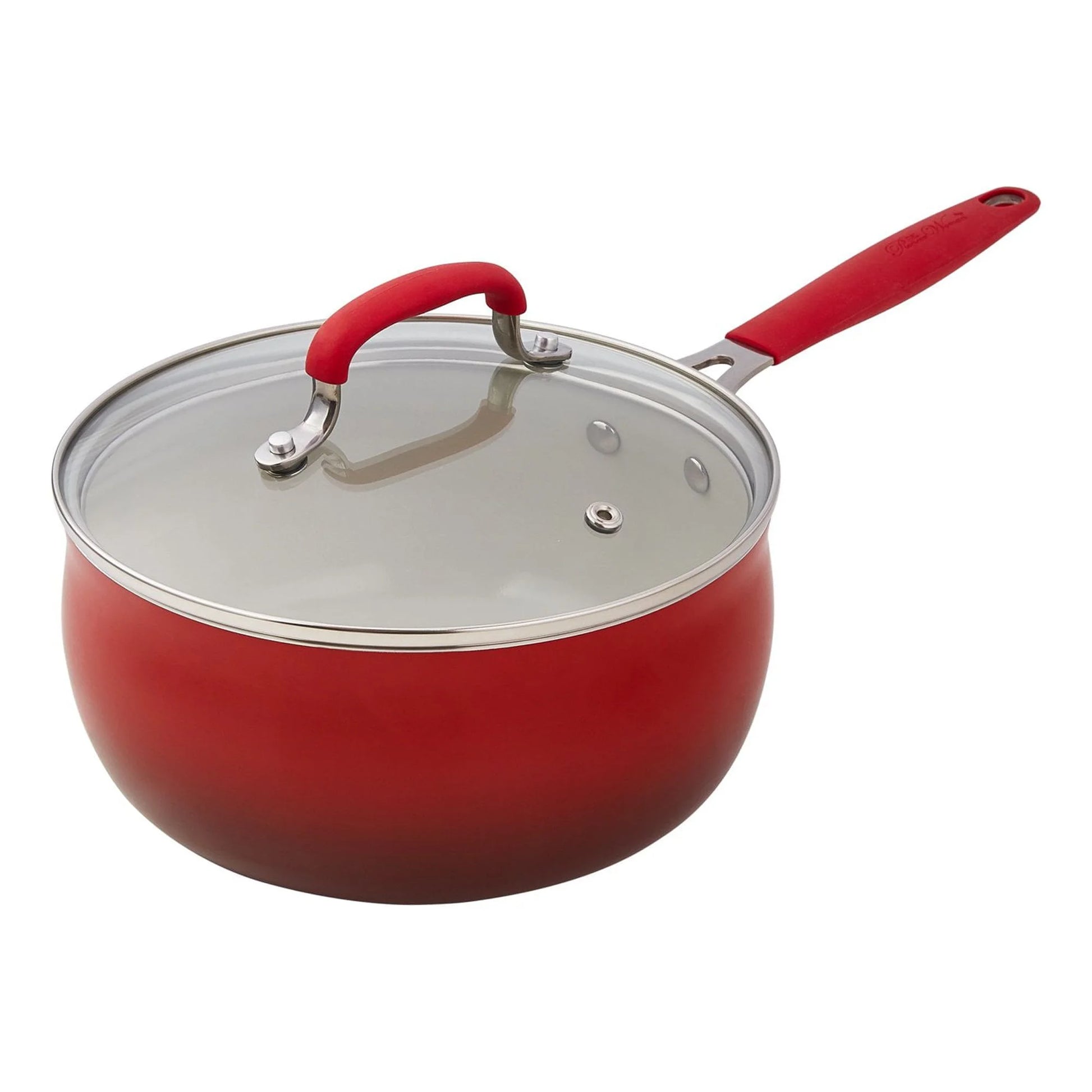 25-Piece Ceramic Nonstick Aluminum Cookware Set, Ombre Red