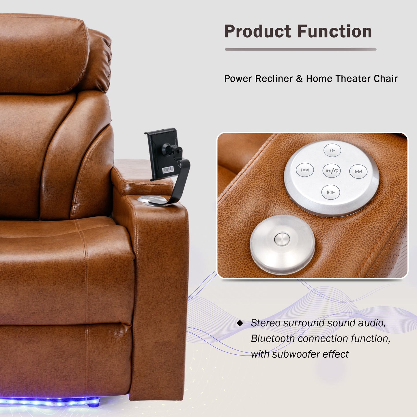 Power Motion Recliner Electric Power Recliner with USB Charging Port,