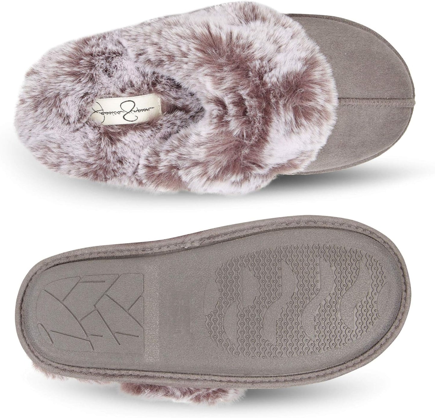 Women'S Comfy Faux Fur House Slipper Scuff Memory Foam Slip-On Anti-Skid Sole