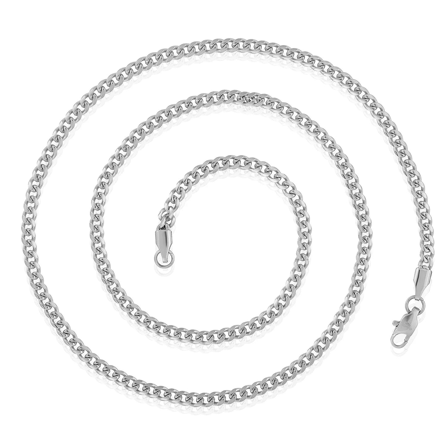 Men'S Rounded Curb Chain Stainless Steel Necklace (3.5Mm) - 22"