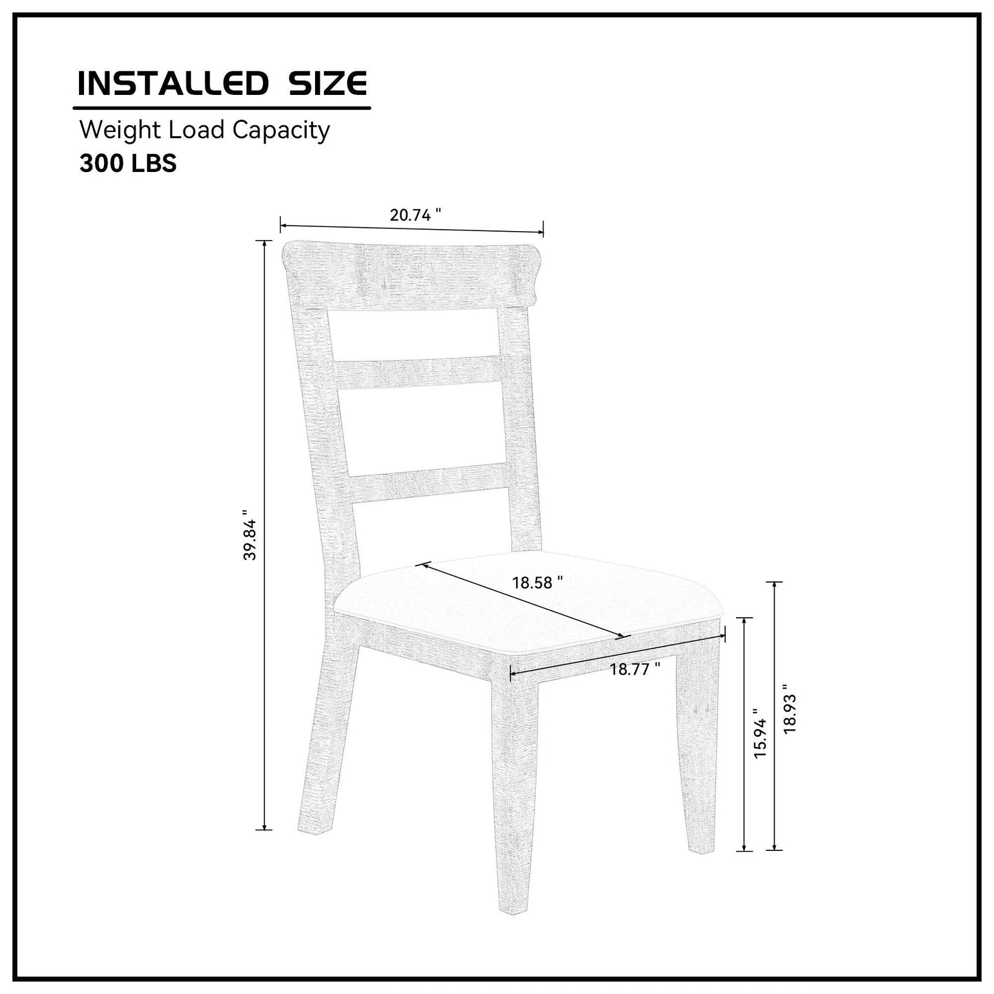 Dining Chair(19.1*24*37.4inch) Set of 2,Upholstered Cushion Seat