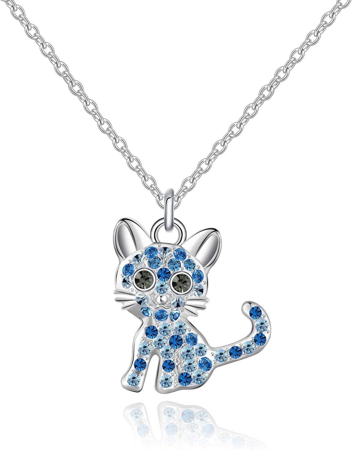 Girls Cat Birthstone Necklace Gifts for Women,Kitty Cats Dog Pendant Necklaces Jewelry for Cat Lovers