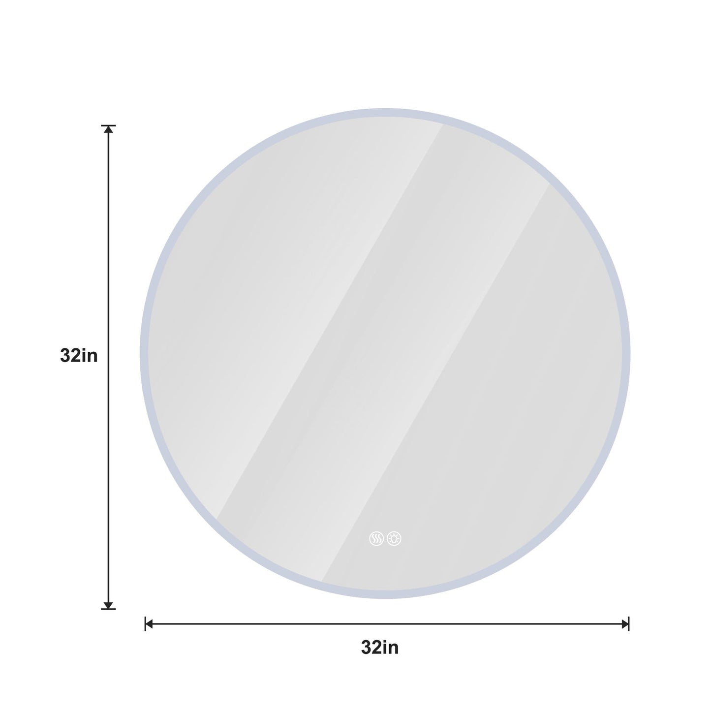 32'' LED Round Wall-Mounted Mirror, Anti-Fog, 3 Color Temperature