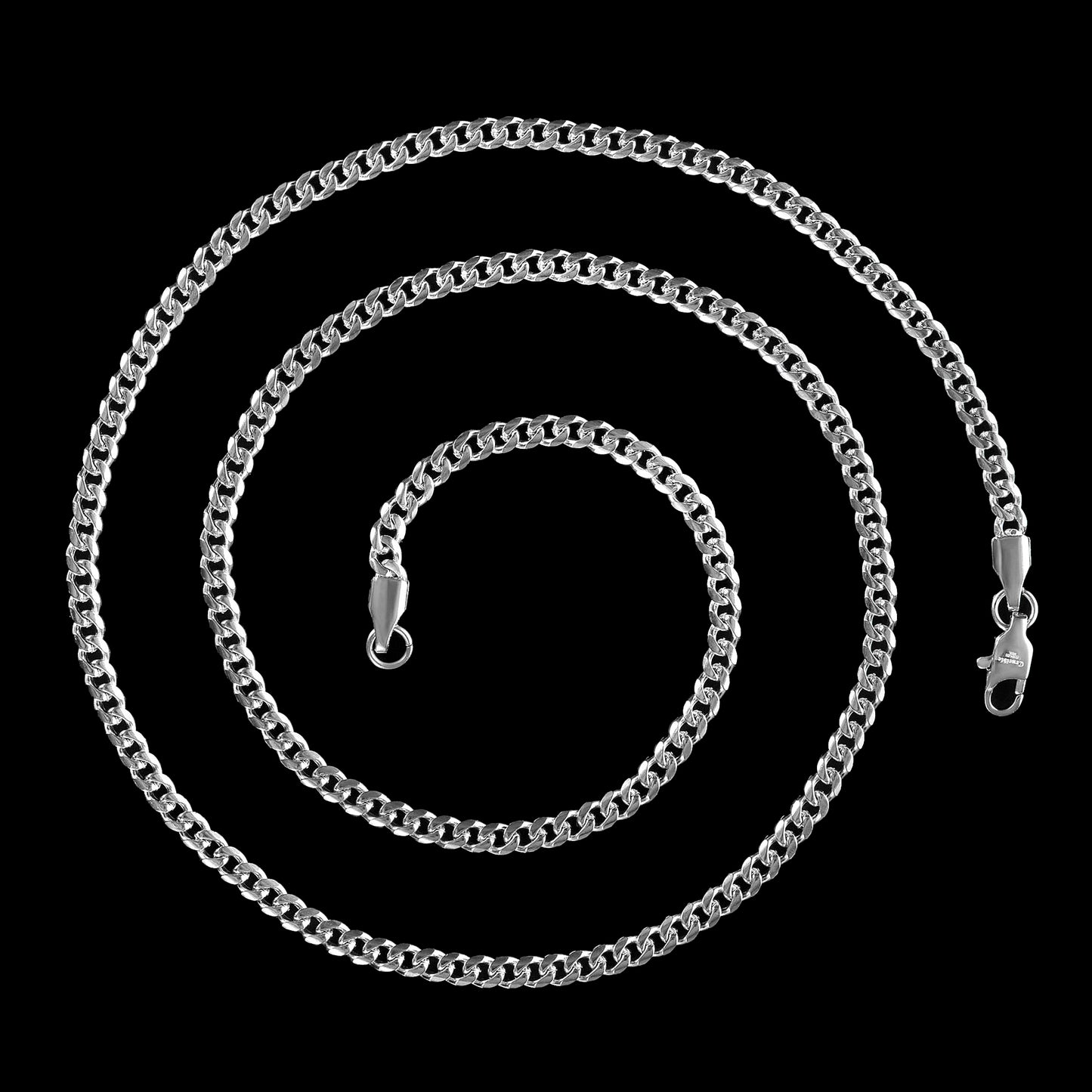 Men'S Rounded Curb Chain Stainless Steel Necklace (3.5Mm) - 22"