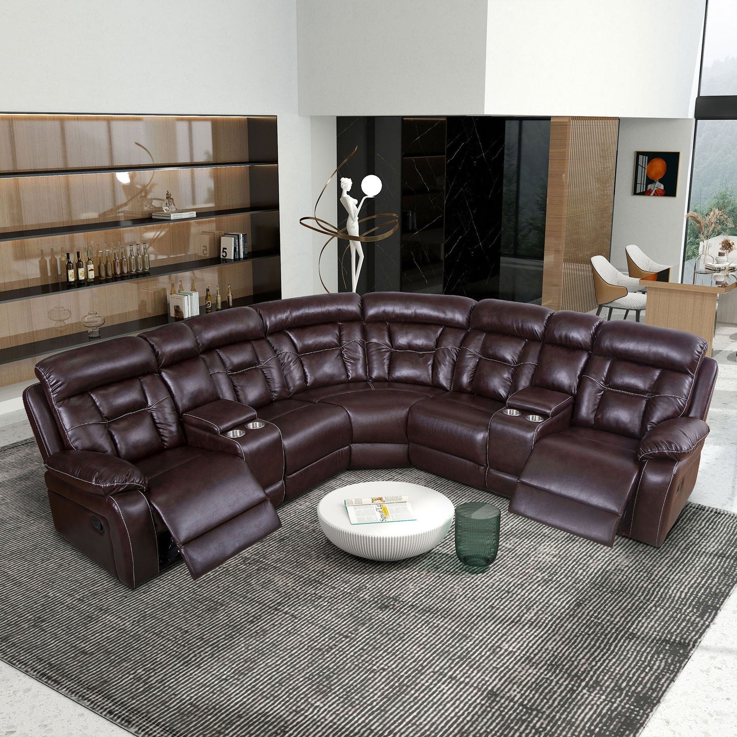 Sectional Sofa with Manual Reclining Brown