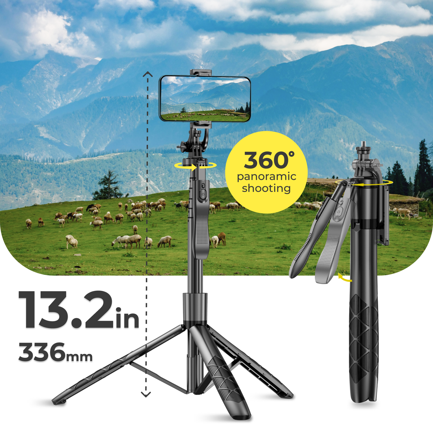 Phone tripod 62 inch selfie stick for cell phone with remote