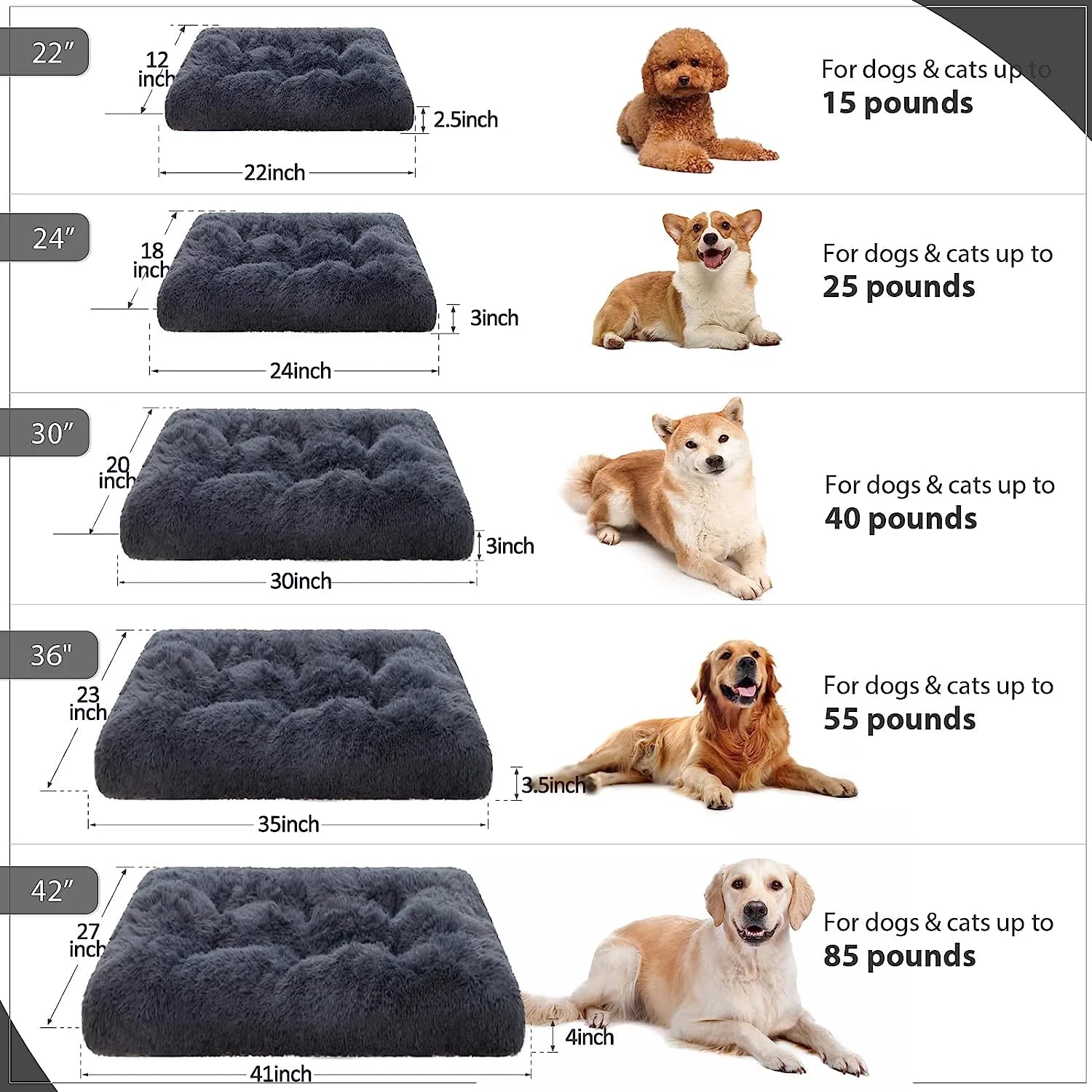 Large Dog Bed Washable Pet Bed Dog Beds for Large Dogs Plush Soft Fluffy Dog Beds 41 Inch