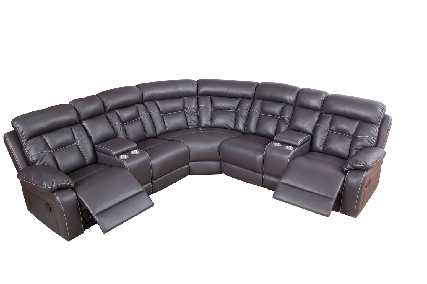 Faux Leather Reclining Sofa Grey