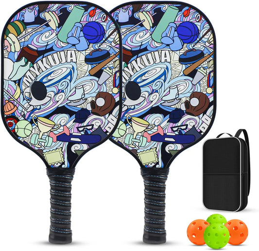 Pickleball Paddles Pickleball Rackets Lightweight Fiberglass Surface&Honeycomb Core Pickleball Set